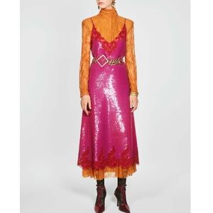 Zara Studio Collection AW19 Sequin Slip Dress M